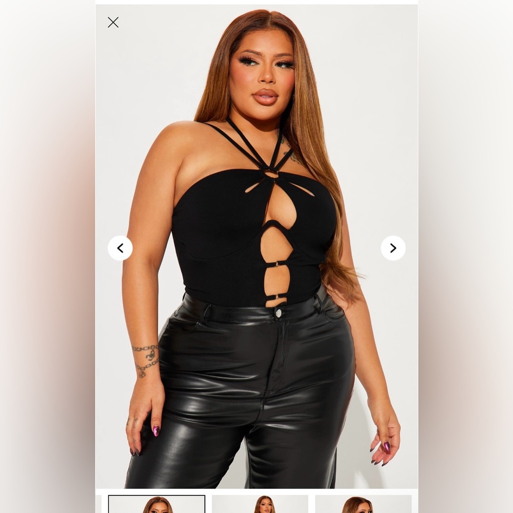 Fashion Nova Black low cut Sexy Black Bodysuit